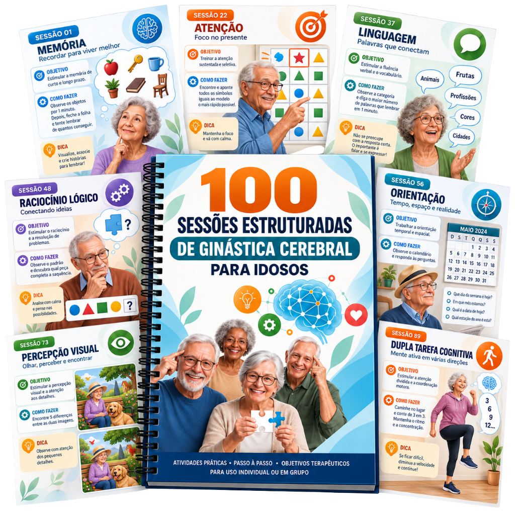 Mockup do Plano Completo - 100 Sessões de Ginástica Cerebral + 4 Bônus