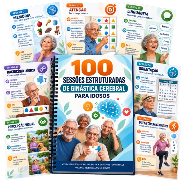 Mockup do Plano Completo - 100 Sessões de Ginástica Cerebral + 4 Bônus